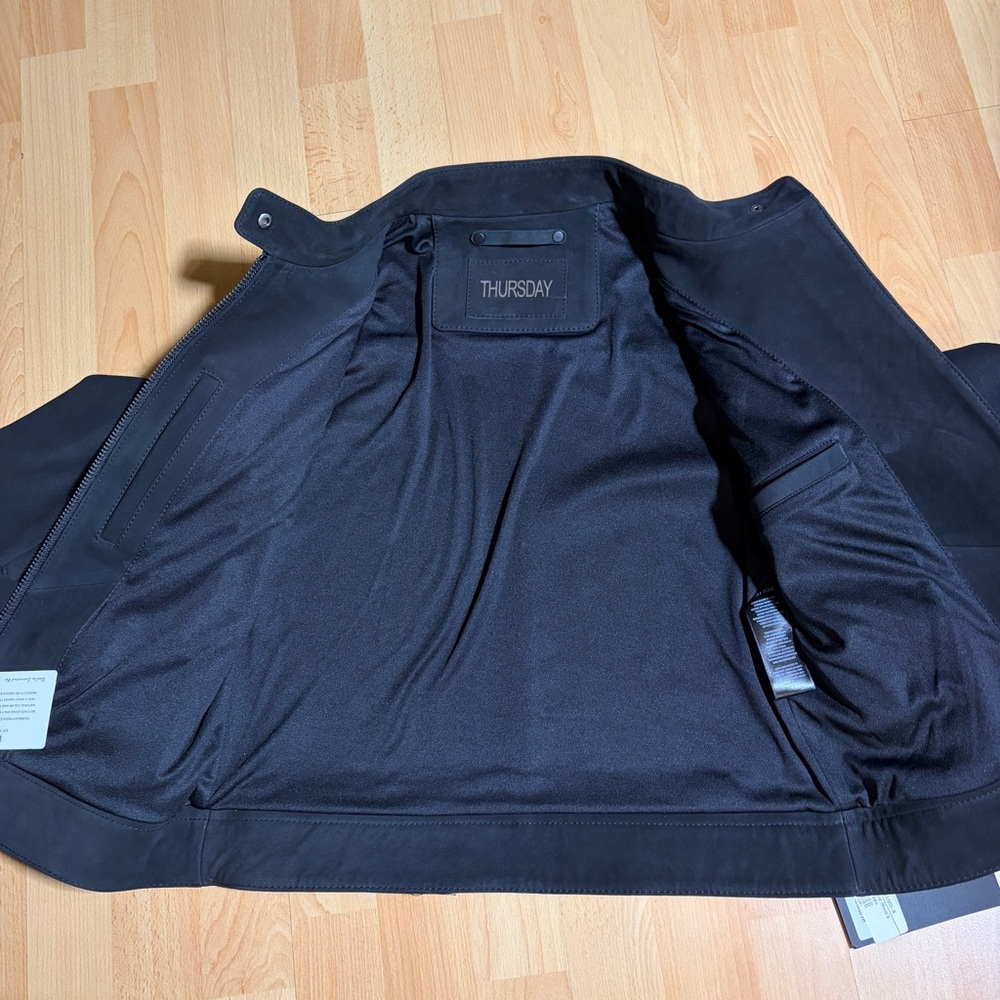 NWT Thursday Boot Company Women's Matte Black Lamb Leather Racer Jacket Medium - Picture 11 of 16